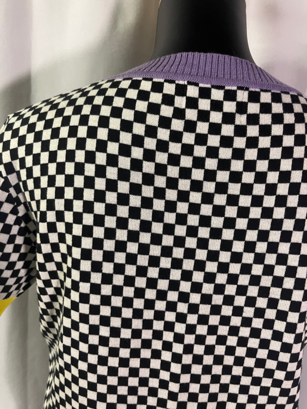 Sparkle City Short Sleeve Mardi Gras Checkered Sweater - Picture 12 of 16